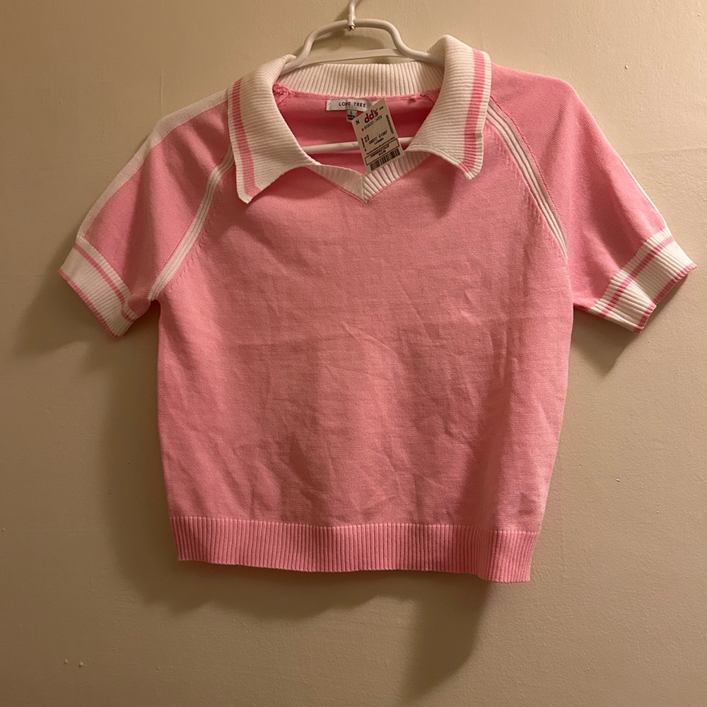 Love Tree Pink and White Polo Shirt